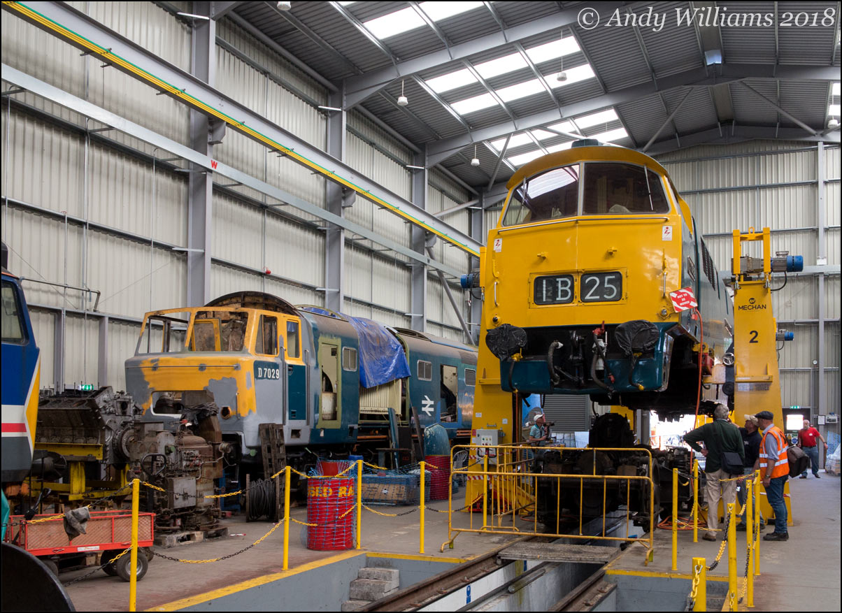 D7029 and D1062 inside Kidderminster Diesel Depot