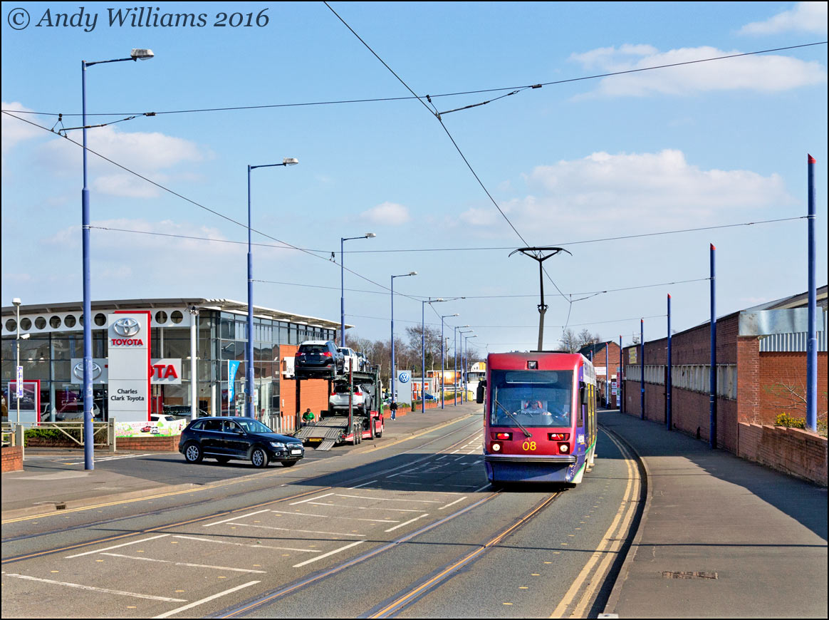Tram 08 on the Bilston Road, Wolverhampton