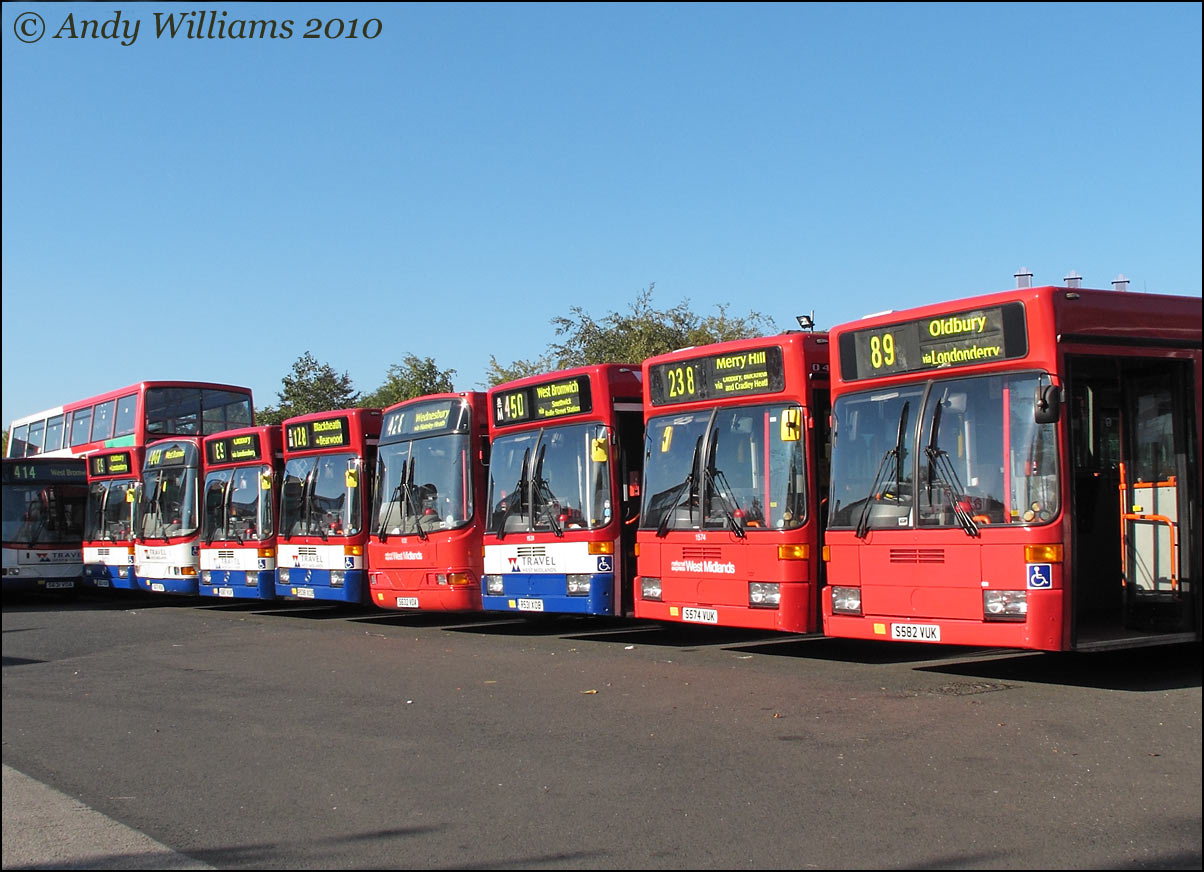 Single deck buses at West Bromwich garage