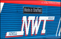 "Made in Sheffield" nameplate on 66747