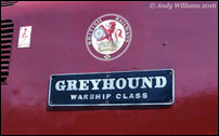 Nameplate of D821 Greyhound